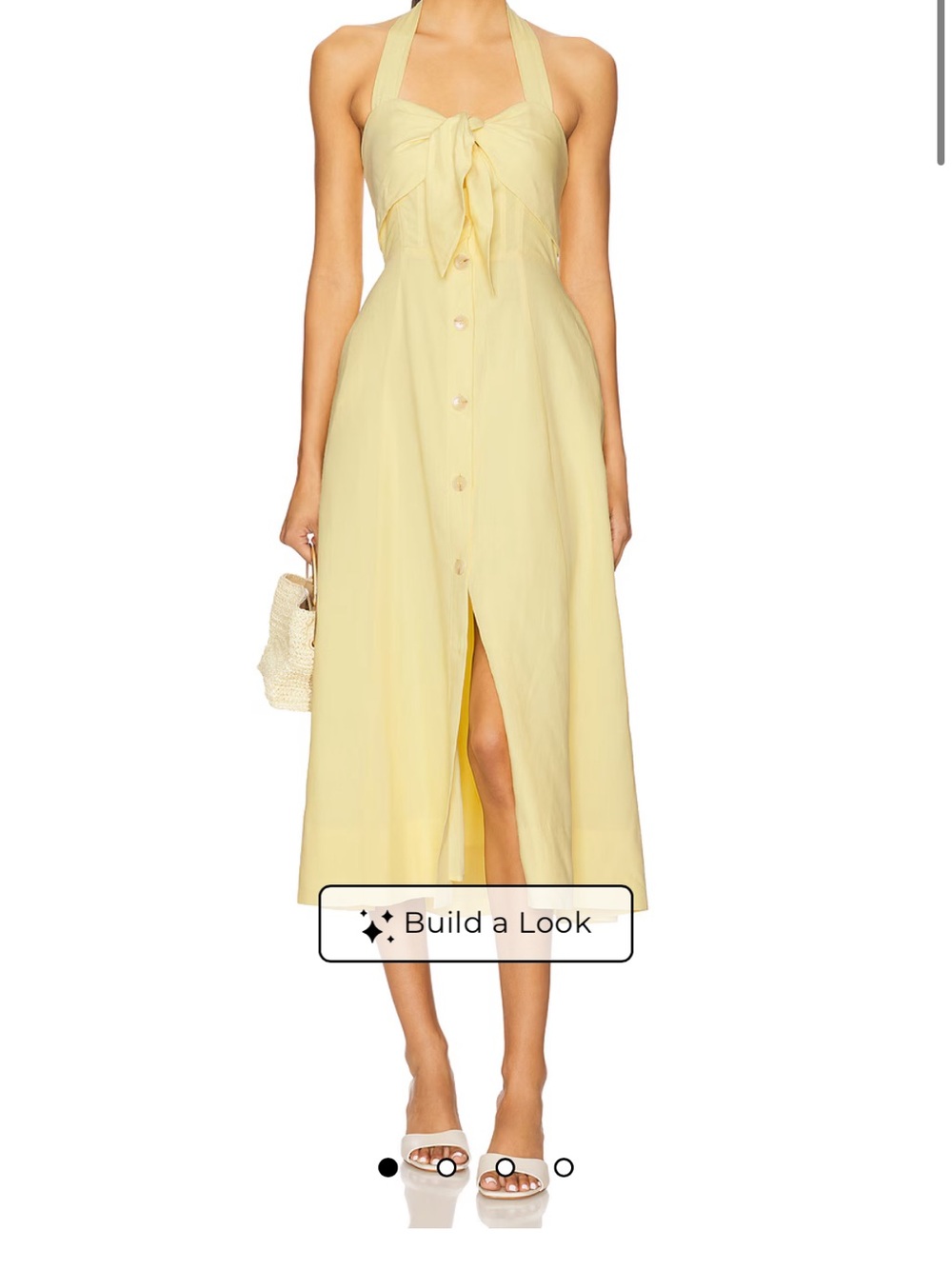 ASTR Yellow Halter Tie-Front Midi Dress